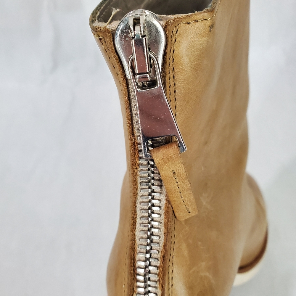 STRATEGIA Leather and Wood Patform Contemporary Ankle Boots EU 38 Tan - Picture 6 of 10